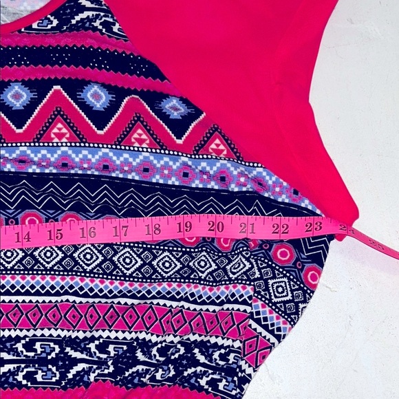 Bongo Trendy Pink & Black Boho Look Women's elastic bottom Top. Sheer arms Sz XL - Picture 11 of 14